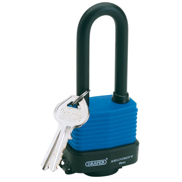 Draper 64177 Laminated Steel Padlock with Extra Long Shackle, 45mm