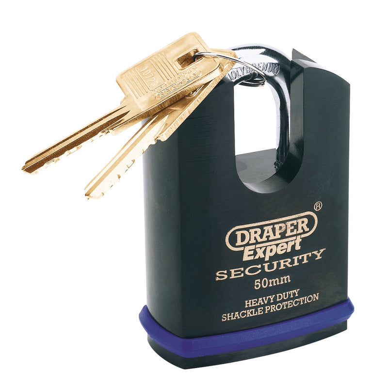 Draper 64197 Heavy Duty Padlock and 2 Keys with Shrouded Shackle, 50mm