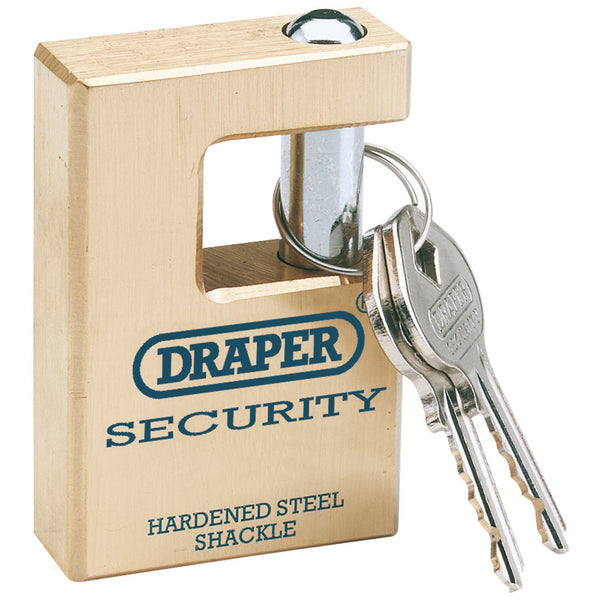 Draper 64201 Draper Expert Close Shackle Solid Brass Padlock with Hardened Steel Shackle, 2 Keys, 63mm