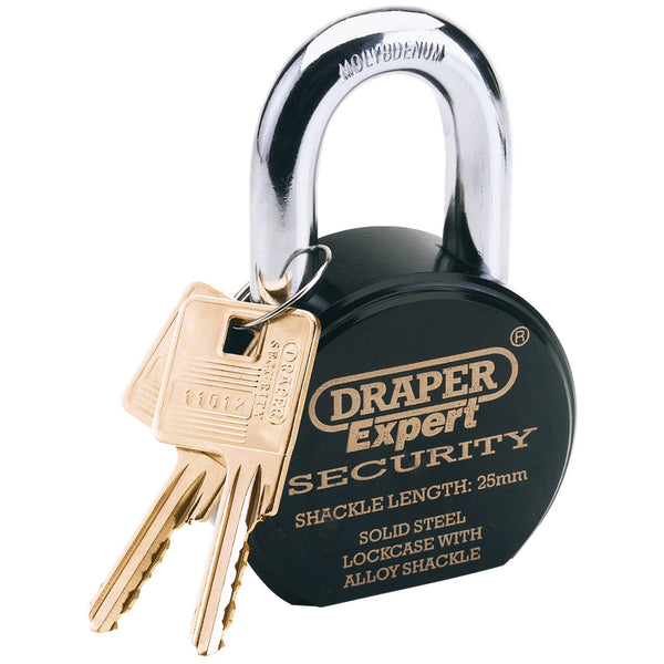 Draper 64206 Heavy Duty Stainless Steel Padlock and 2 Keys, 63 x 25mm