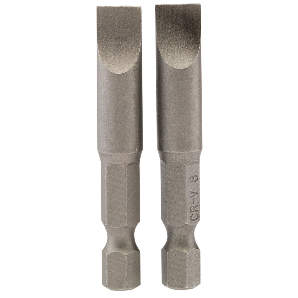 Draper 64226 Plain Slot Insert Bit, 8mm, 1/4" Hex, 50mm Long (Pack of 2)