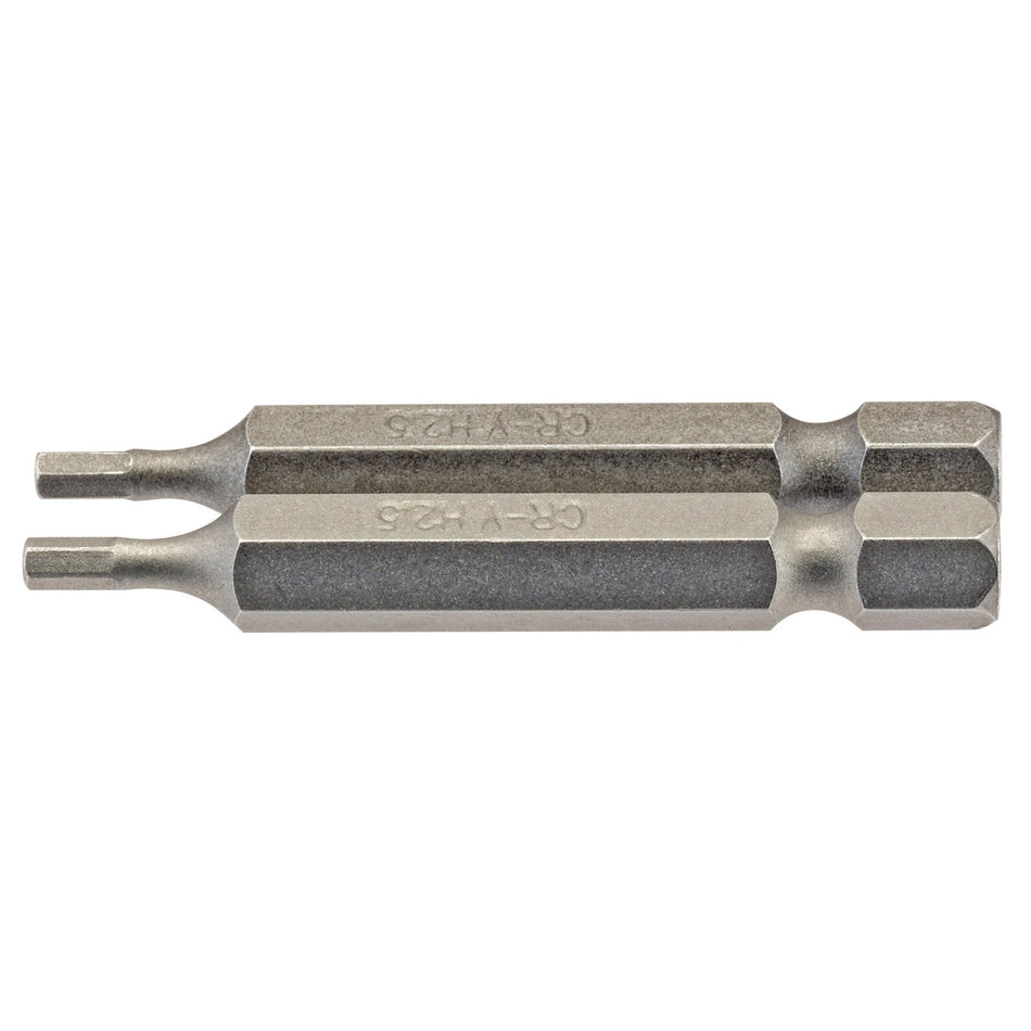 Draper 64246 Hexagonal Insert Bit, 2.5mm, 1/4" Hex, 50mm Long (Pack of 2)