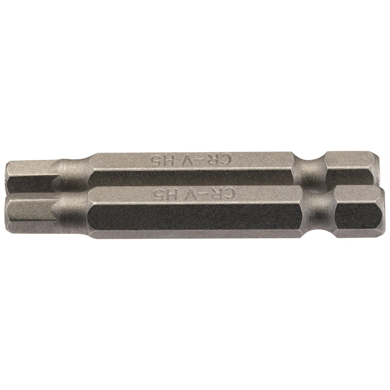 Draper 64255 Hexagonal Insert Bit, 5mm, 1/4" Hex, 50mm Long (Pack of 2)