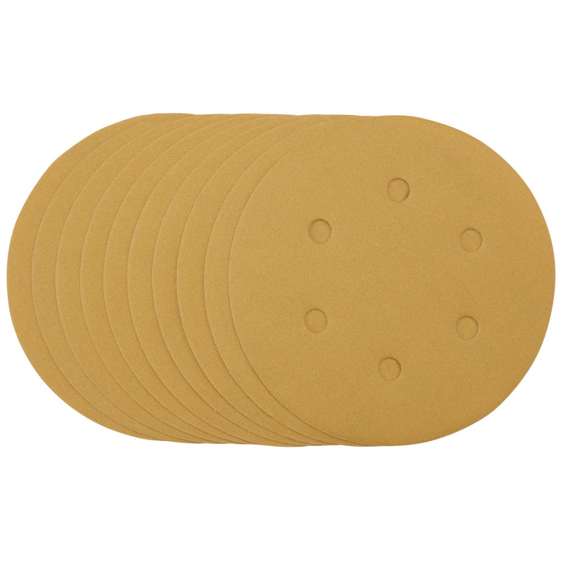 Draper 64265 Gold Sanding Discs with Hook & Loop, 150mm, 320 Grit (Pack of 10)