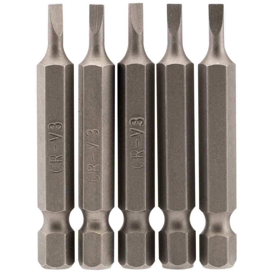 Draper 64267 Plain Slot Insert Bit, 3mm, 1/4" Hex, 50mm Long (Pack of 5)