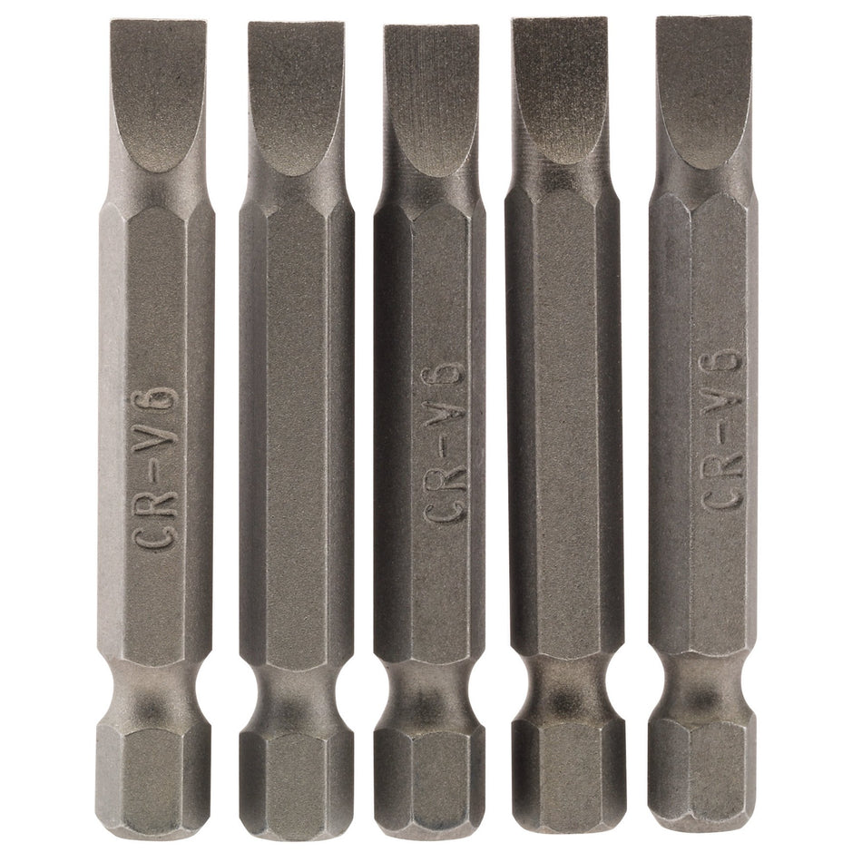 Draper 64273 Plain Slot Insert Bit, 6mm, 1/4" Hex, 50mm Long (Pack of 5)