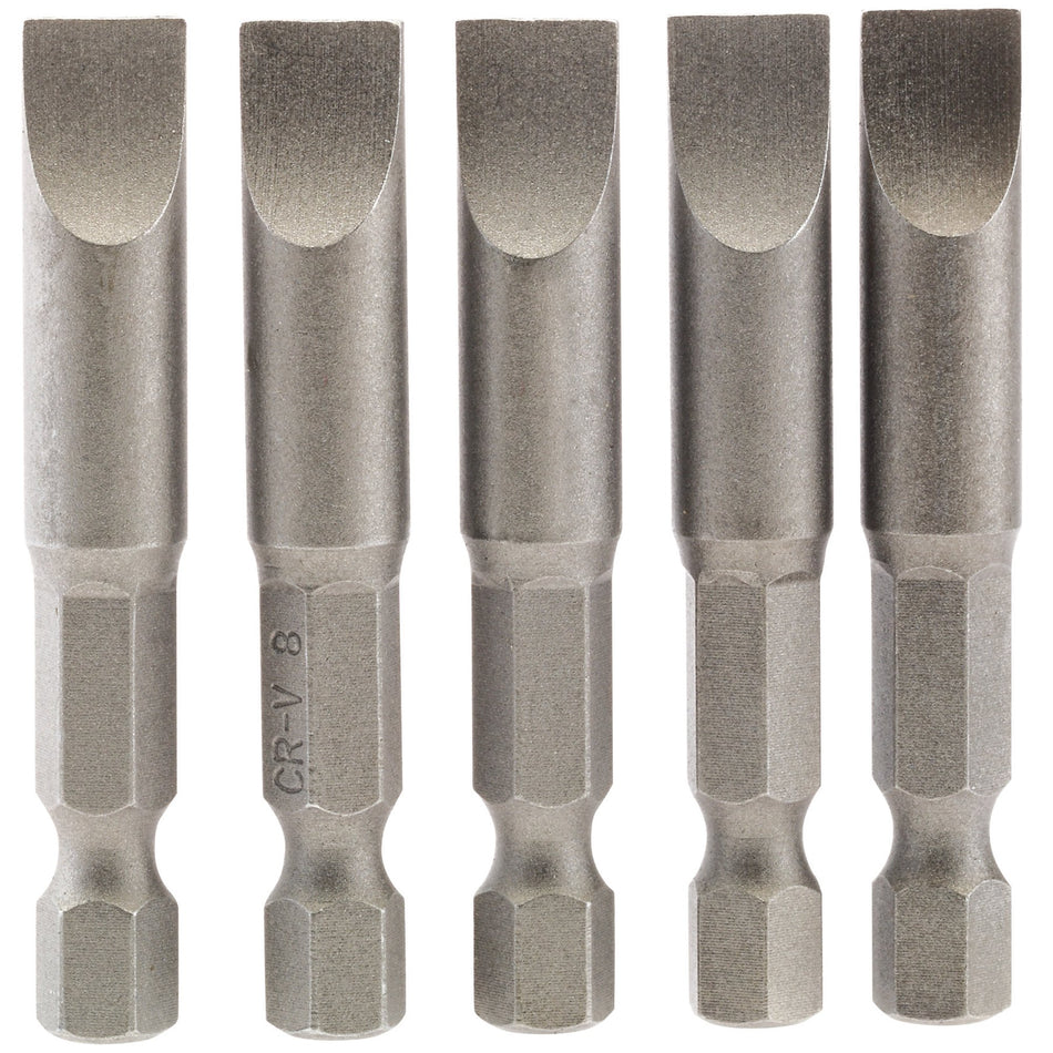 Draper 64280 Plain Slot Insert Bit, 8mm, 1/4" Hex, 50mm Long (Pack of 5)
