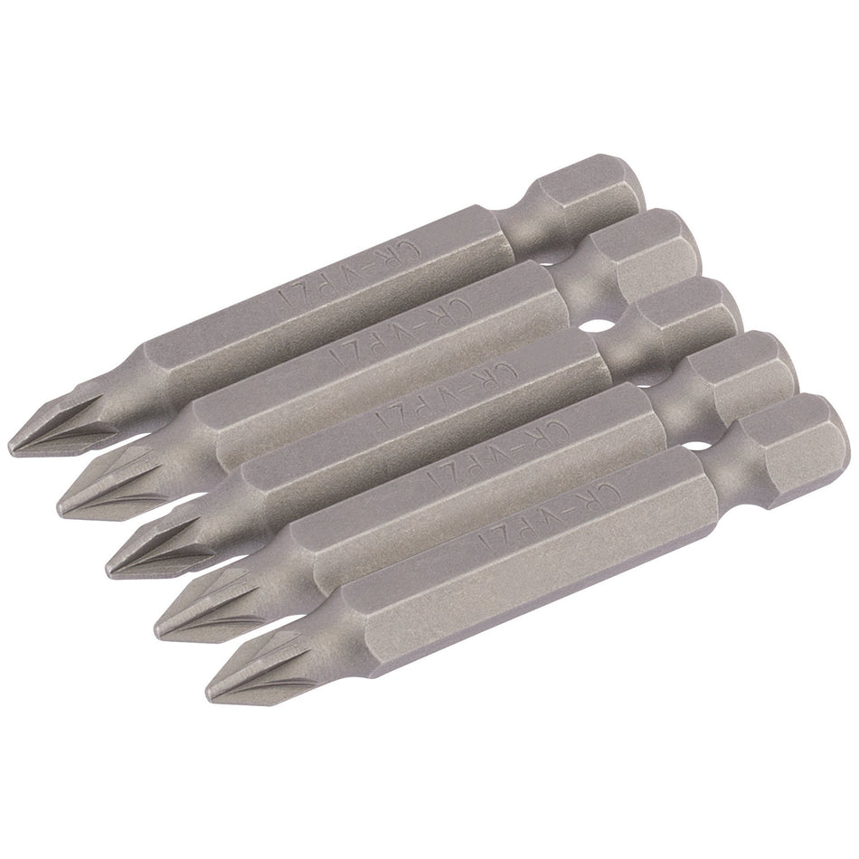 Draper 64281 PZ Type Insert Bit, 1/4" Hex, 50mm Long, No.1 (Pack of 5)