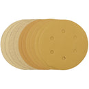 Draper 64284 Gold Sanding Discs with Hook & Loop, 150mm, Assorted Grit - 120G, 180G, 240G, 320G, 400G (Pack of 10)