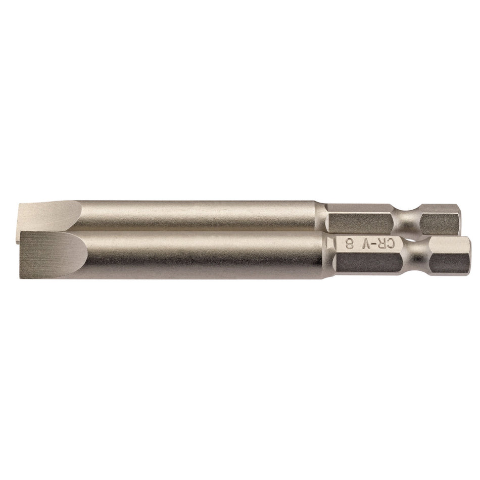 Draper 64310 Plain Slot Insert Bit, 8mm, 1/4" Hex, 75mm Long (Pack of 2)