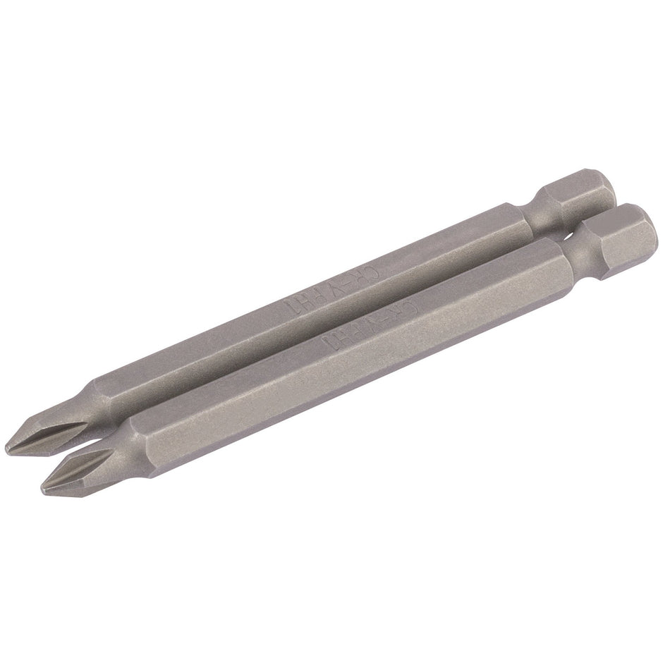 Draper 64314 Cross Slot Insert Bit, 1/4" Hex, 75mm Long, No.1 (Pack of 2)