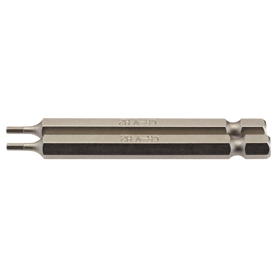 Draper 64318 Hexagonal Insert Bit, 2mm, 1/4" Hex, 75mm Long (Pack of 2)