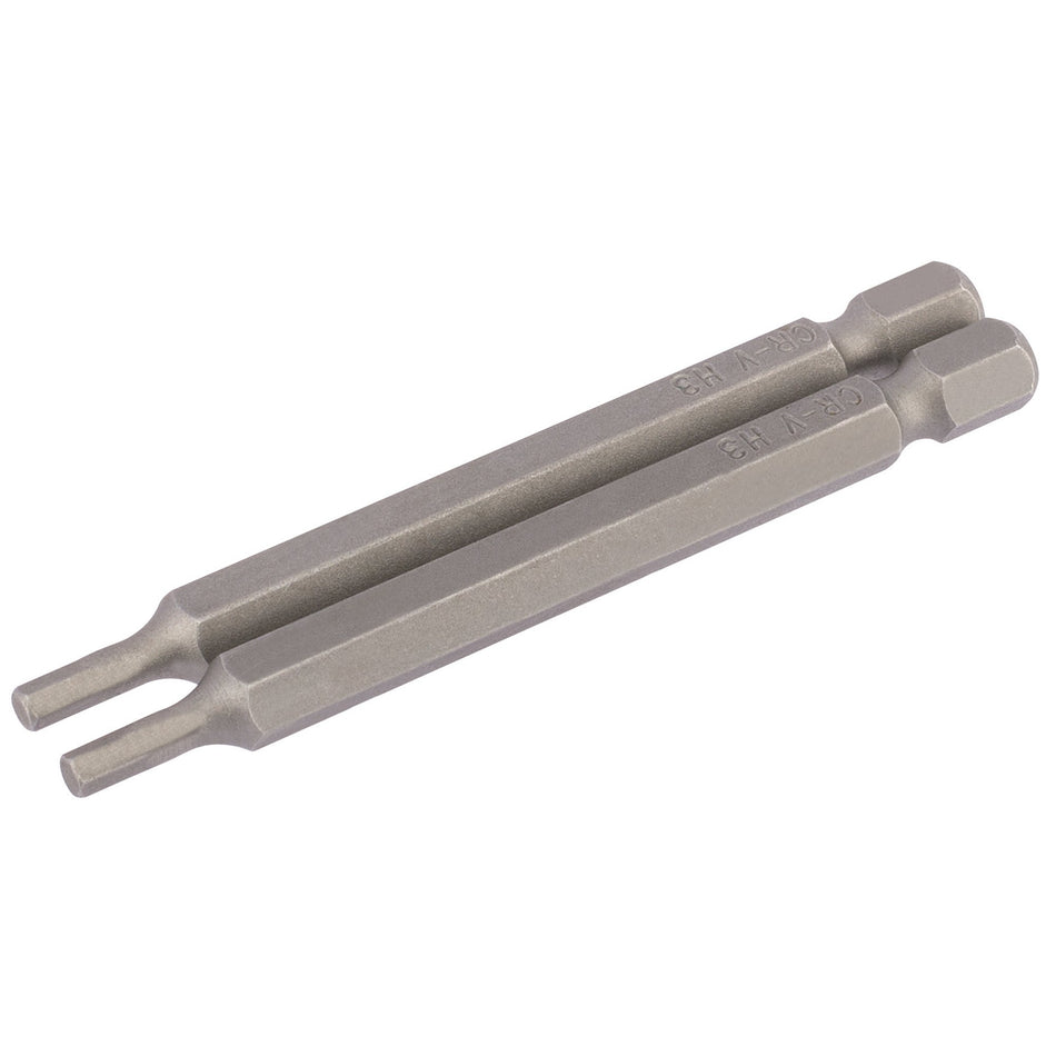 Draper 64320 Hexagonal Insert Bit, 3mm, 1/4" Hex, 75mm Long (Pack of 2)