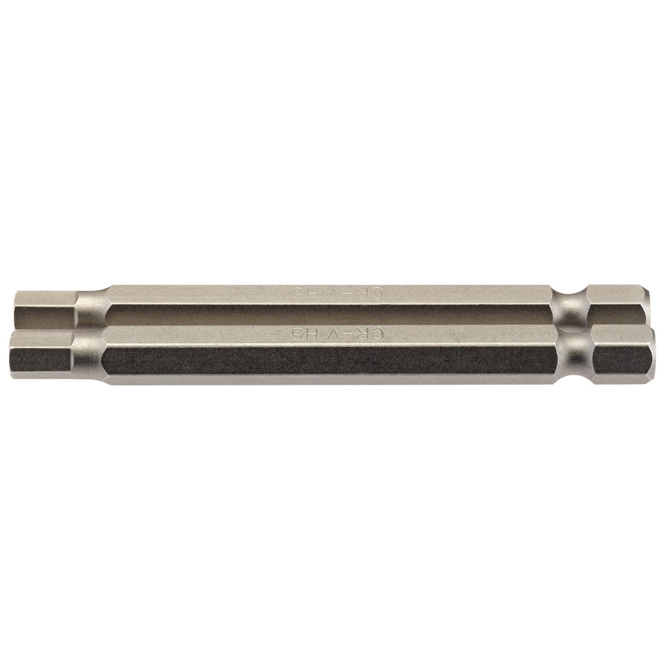 Draper 64322 Hexagonal Insert Bit, 5mm, 1/4" Hex, 75mm Long (Pack of 2)