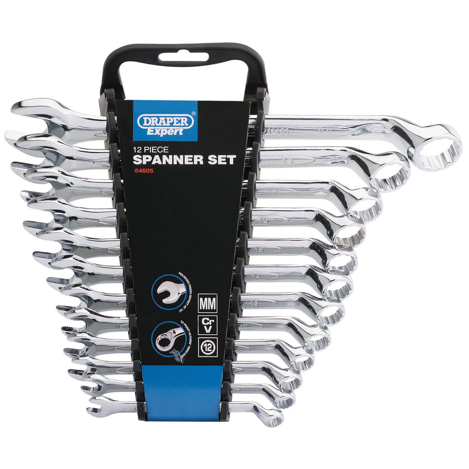 Draper 64605 HI-TORQ® Metric Combination Spanner Set, 8 - 22mm (12 Piece)
