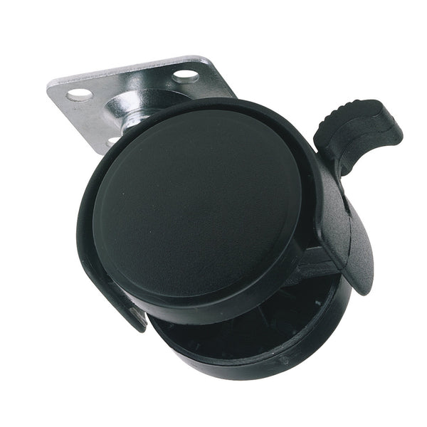 Draper 65463 Twin Nylon Plate Castor with Brake, 40mm Diameter, S.W.L. 25kg