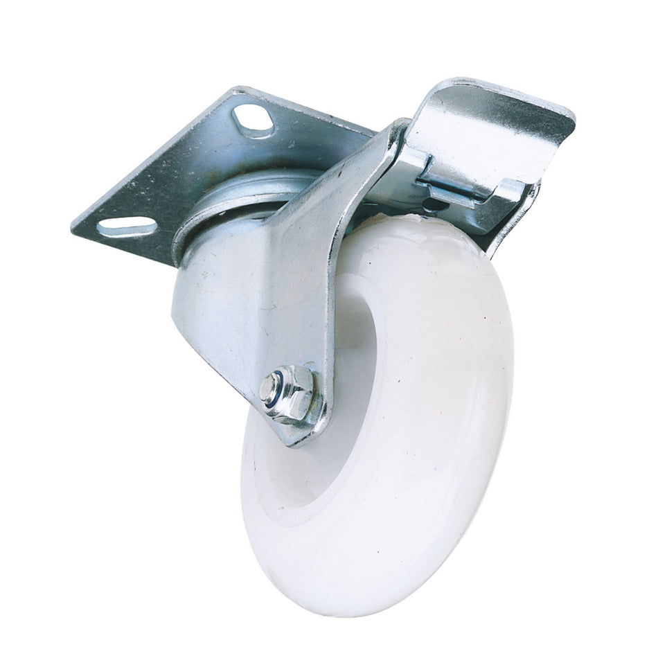 Draper 65499 Swivel Plate Fixing Nylon Wheel with Brake, 75mm Diameter, S.W.L. 70kg