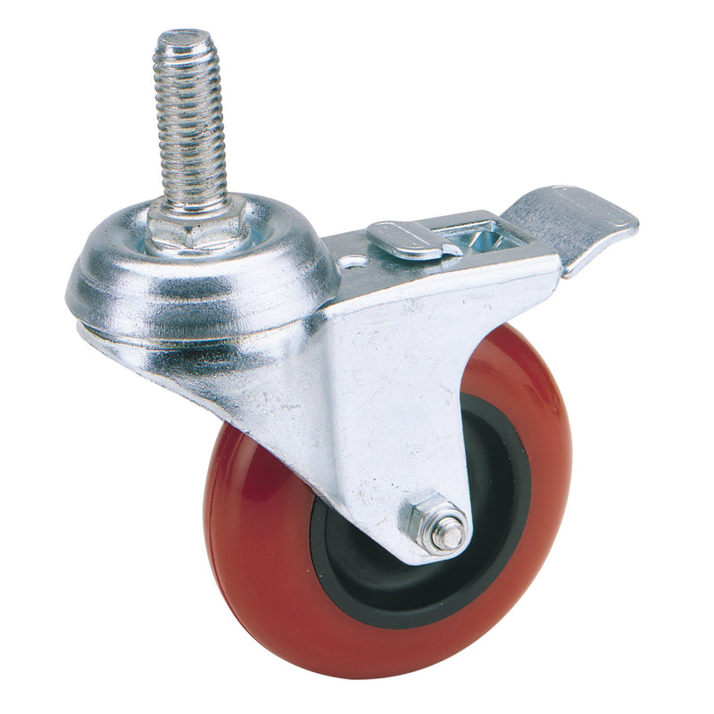 Draper 65516 Swivel Bolt Fixing Polyurethane Wheel with Brake, 75mm Diameter, S.W.L. 70kg