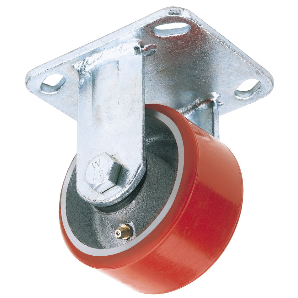 Draper 65525 Fixed Plate Fixing Heavy Duty Polyurethane Wheel, 100mm Diameter, S.W.L. 250kg