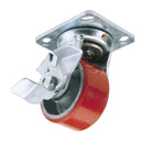 Draper 65527 Swivel Plate Fixing Heavy Duty Polyurethane Wheel with Brake, 125mm Diameter, S.W.L. 300kg