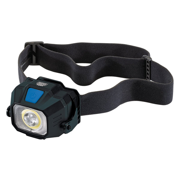 Draper 65689 COB/SMD LED Wireless/USB Rechargeable Head Torch, 6W, 400 Lumens, USB-C Cable Supplied
