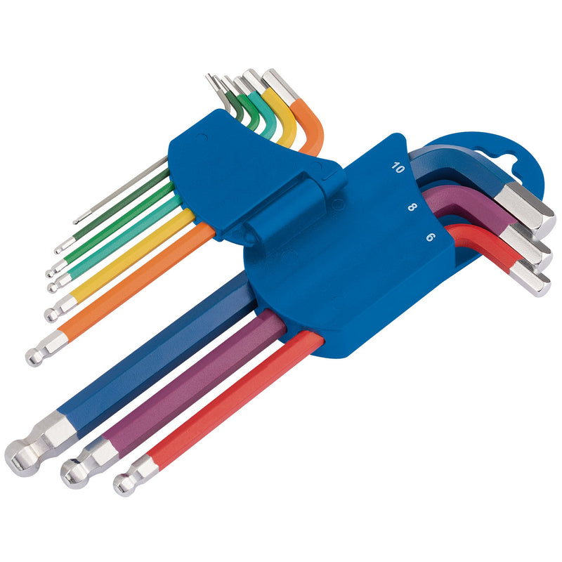 Draper 66132 Metric Coloured Hex. and Ball End Key Set (9 Piece)