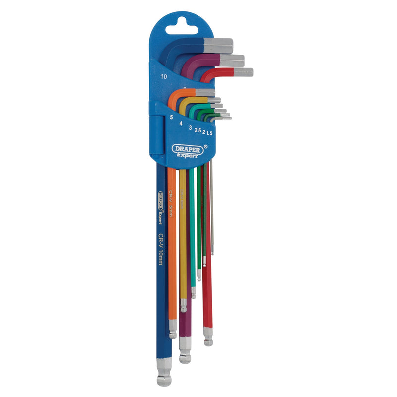 Draper 66134 Metric Coloured Extra Long Hex. and Ball End Key Set (9 Piece)