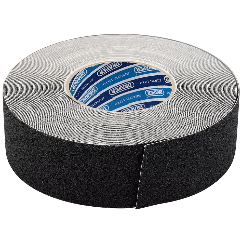 Draper 66234 Heavy Duty Safety Grip Tape Roll, 18m x 50mm, Black