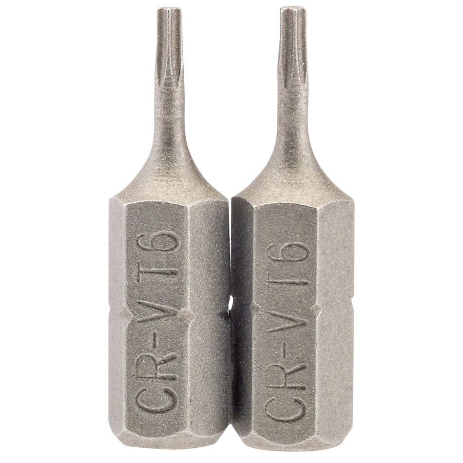 Draper 66338 Draper TX-STAR® Insert Bit, 1/4" Hex, 25mm Long, T6 (Pack of 2)