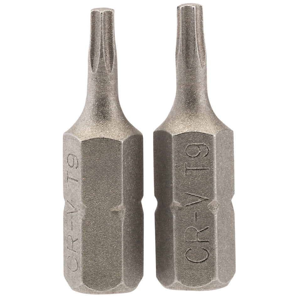 Draper 66427 Draper TX-STAR® Insert Bit, 1/4" Hex, 25mm Long, T9 (Pack of 2)