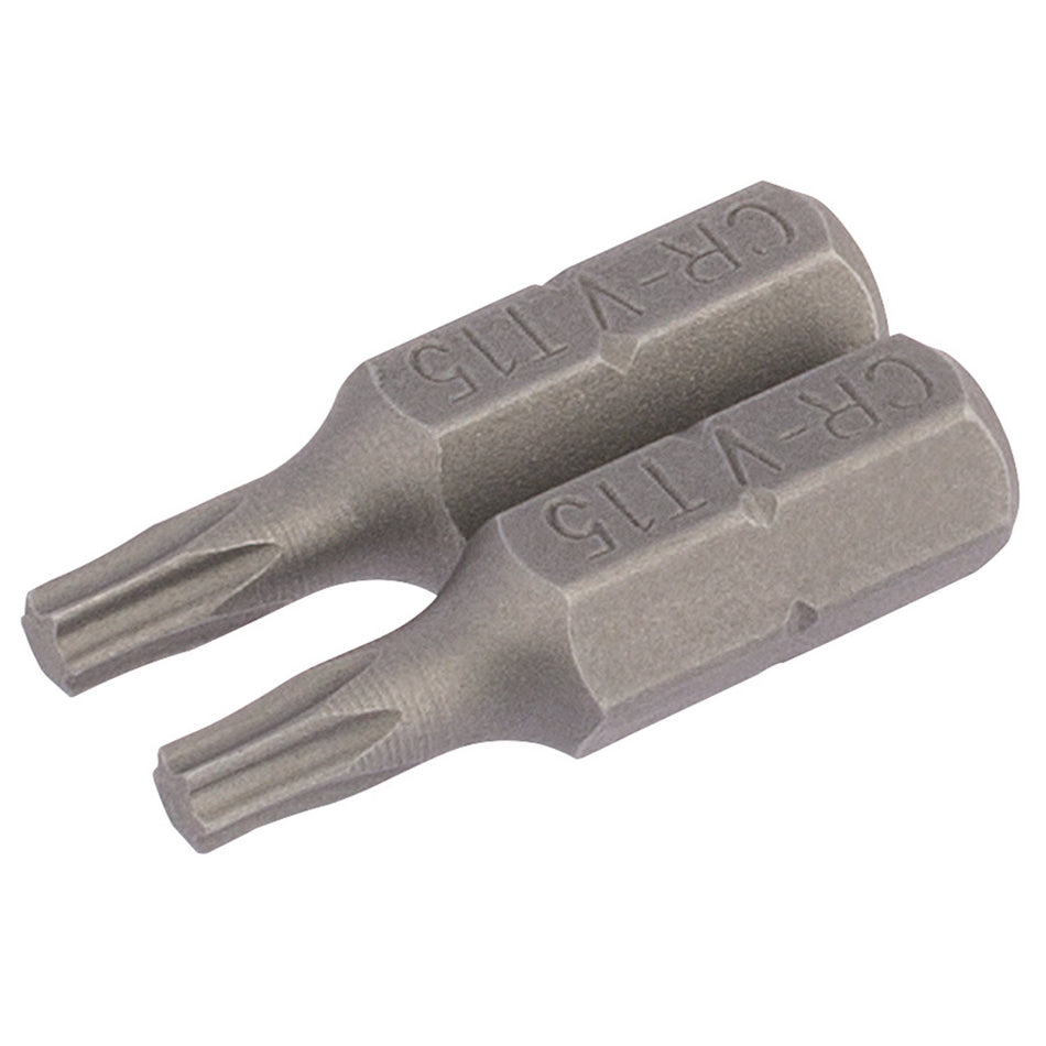 Draper 66429 Draper TX-STAR® Insert Bit, 1/4" Hex, 25mm Long, T15 (Pack of 2)