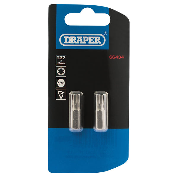 Draper 66434 Draper TX-STAR Insert Bit, 1/4" Hex, 25mm Long, T27 (Pack of 2)