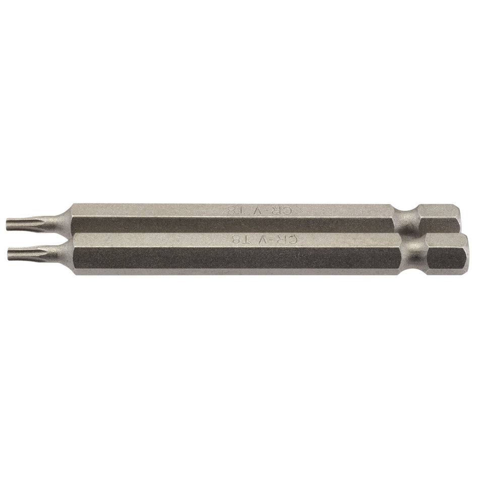 Draper 66830 Draper TX-STAR® Insert Bit, 1/4" Hex, 75mm Long, T8 (Pack of 2)