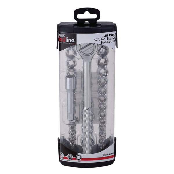Draper 68836 Draper Redline Socket Set, 1/4", 3/8" Sq. Dr. (39 Piece)