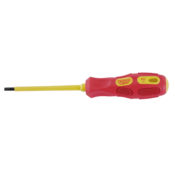 Draper 69213 VDE Approved Fully Insulated Plain Slot Screwdriver, 4.0 x 100mm (Display Packed)