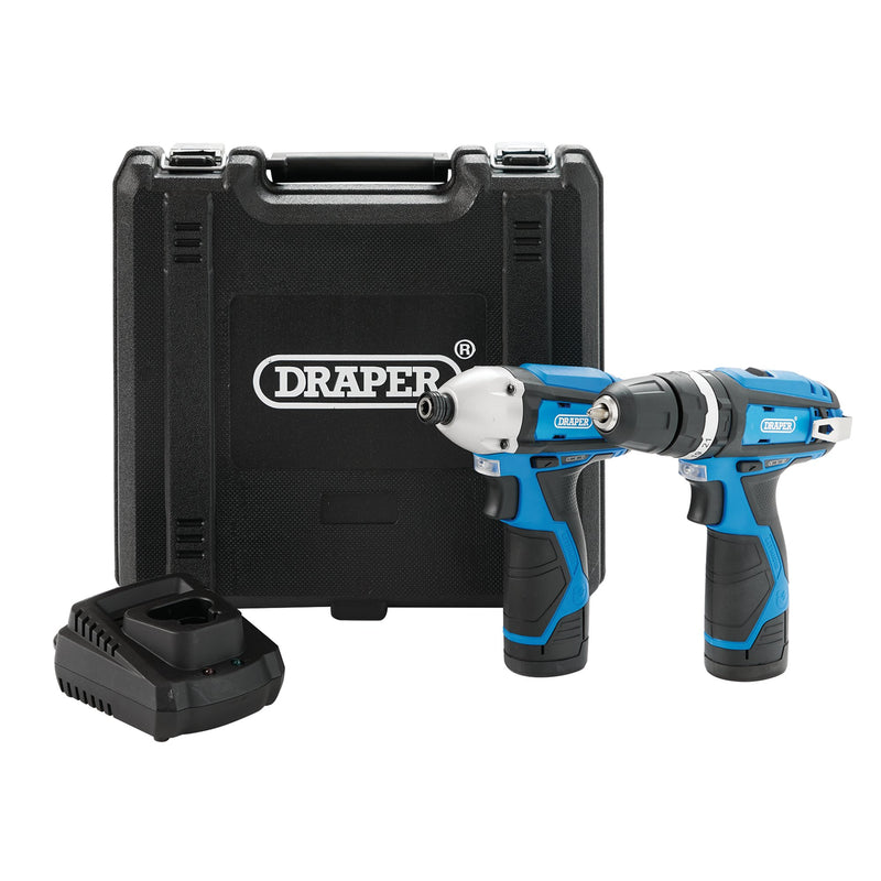 Draper 70257 12V Combi Drill & Impact Driver, 2 x 1.5Ah Batteries, 1 x Fast Charger