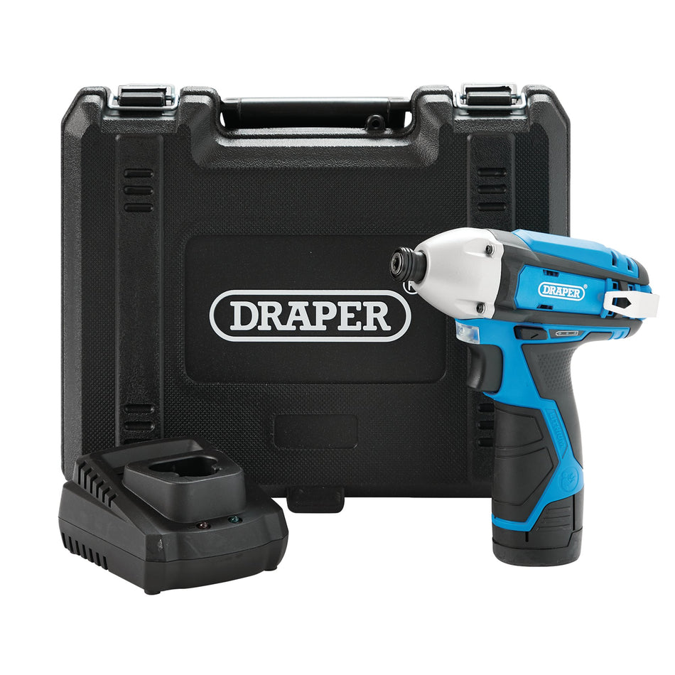 Draper 70332 12V Impact Driver, 1/4" Hex., 1 x 1.5Ah Battery, 1 x Fast Charger