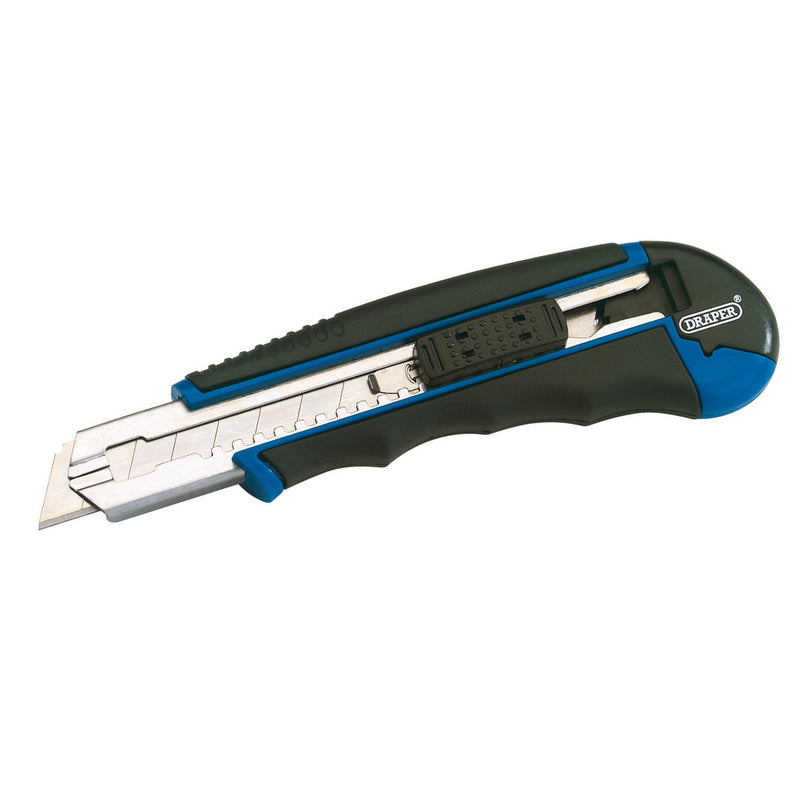 Draper 72144 Soft Grip Retractable Segment Blade Knife with 7 Segment Blade, 18mm