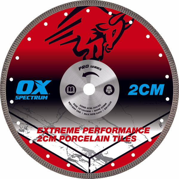 OX Tools OX-2CM-300/20 Pro 2CM Porcelain Cutting Blade - 300/20mm