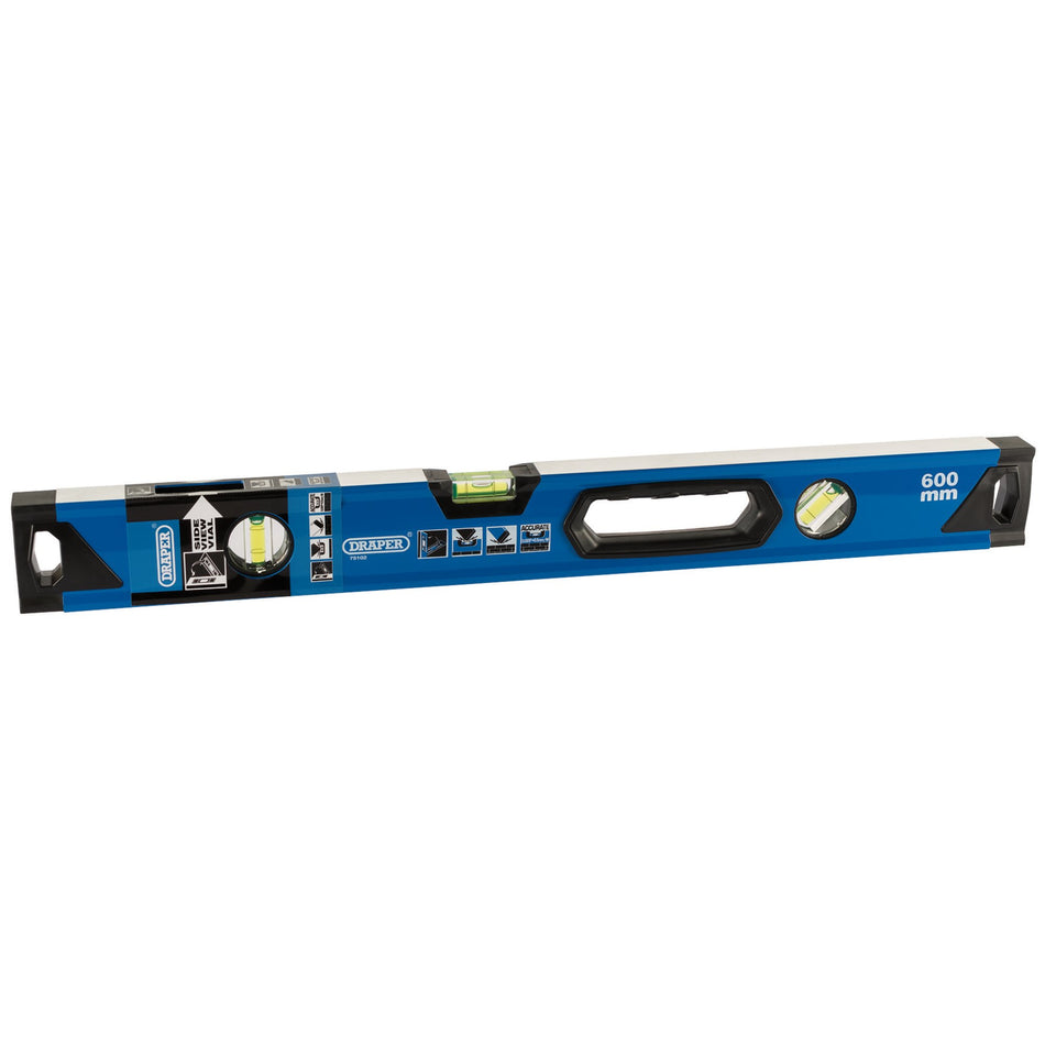 Draper 75102 Box Section Level with Side View Vial, 600mm