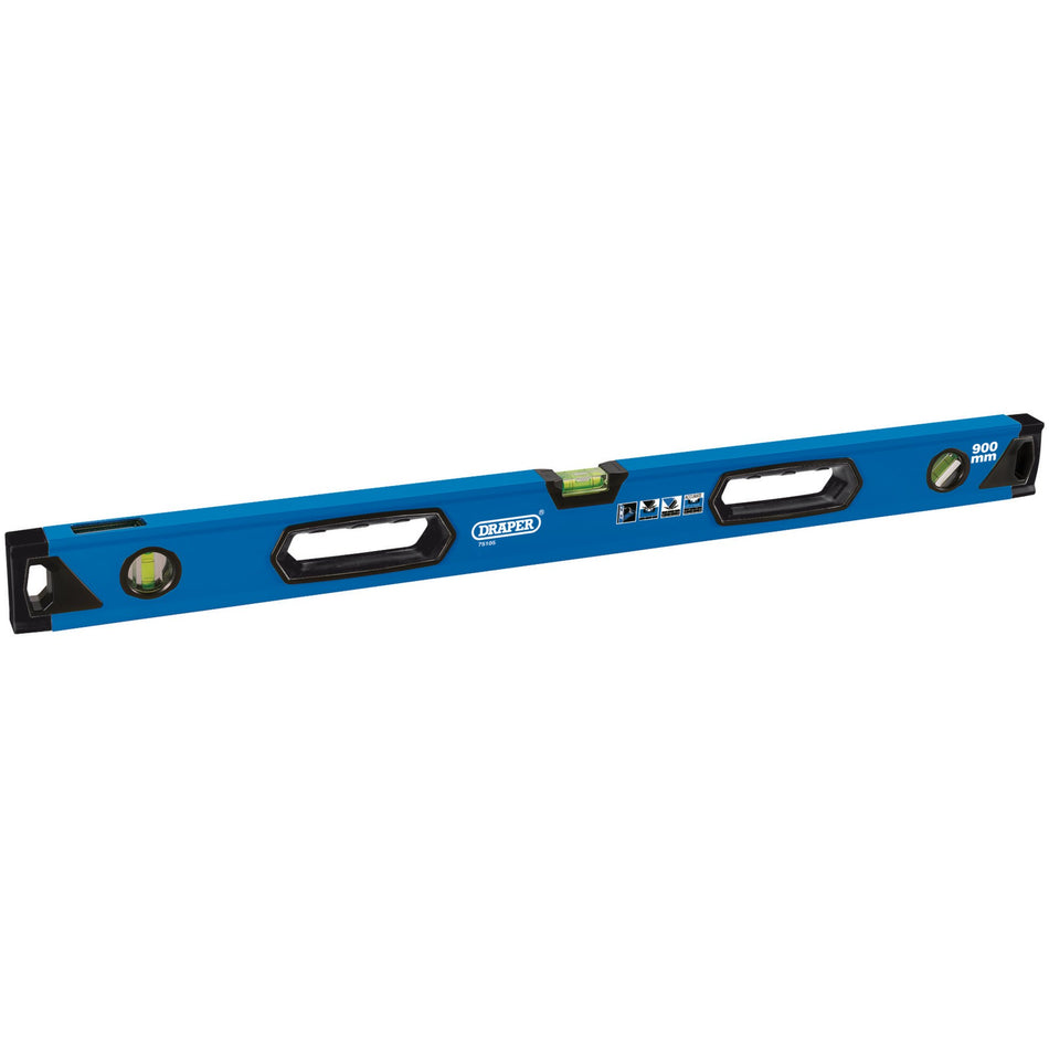 Draper 75105 Box Section Level with Side View Vial, 900mm