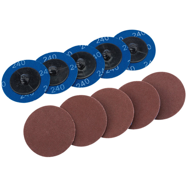 Draper 75613 Aluminium Oxide Sanding Discs, 50mm, 240 Grit (Pack of 10)