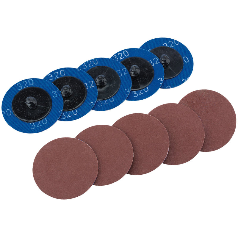 Draper 75614 Aluminium Oxide Sanding Discs, 50mm, 320 Grit (Pack of 10)