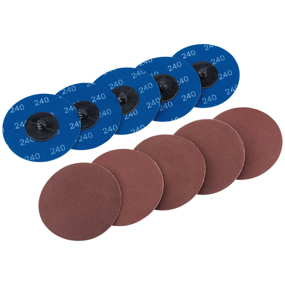 Draper 75619 Aluminium Oxide Sanding Discs, 75mm, 240 Grit (Pack of 10)