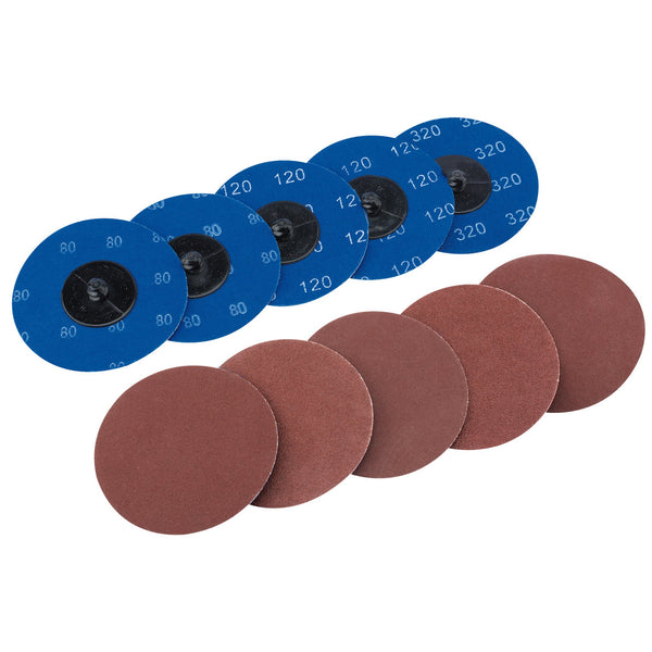Draper 75621 Assorted Aluminium Oxide Sanding Discs, 75mm (Pack of 10)