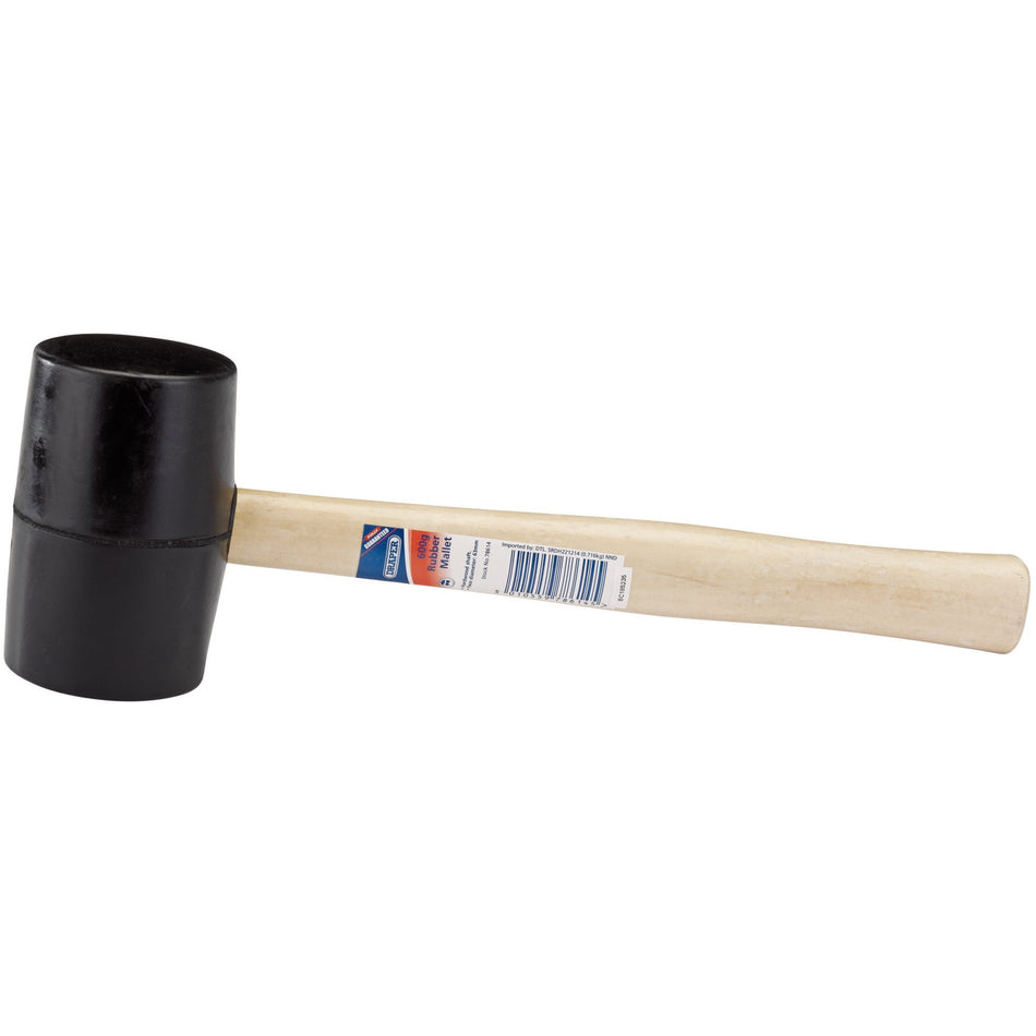Draper 78614 Hardwood Shaft Rubber Mallet, 620g/24oz