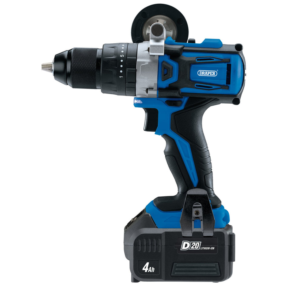 Draper 79894 D20 20V Brushless Combi Drill, 1 x 4.0Ah Battery, 1 x Fast Charger