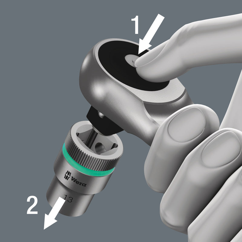 Wera 05004003001 8003 A Zyklop Metal Ratchet with push-through square and 1/4" drive, 1/4" x 141 mm