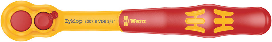 Wera 05004966001 8007 B VDE Zyklop ratchet, insulated, with switch lever, with 3/8" drive, 3/8" x 222 mm