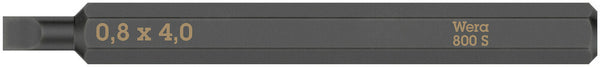 Wera 05018140001 800 S Slotted bits for impact screwdrivers, 0.8 x 4 x 70 mm